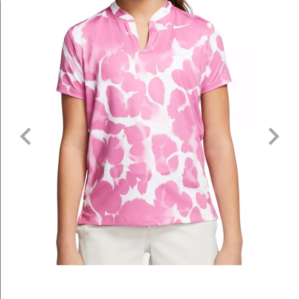 nike girls dri fit golf pink top size medium